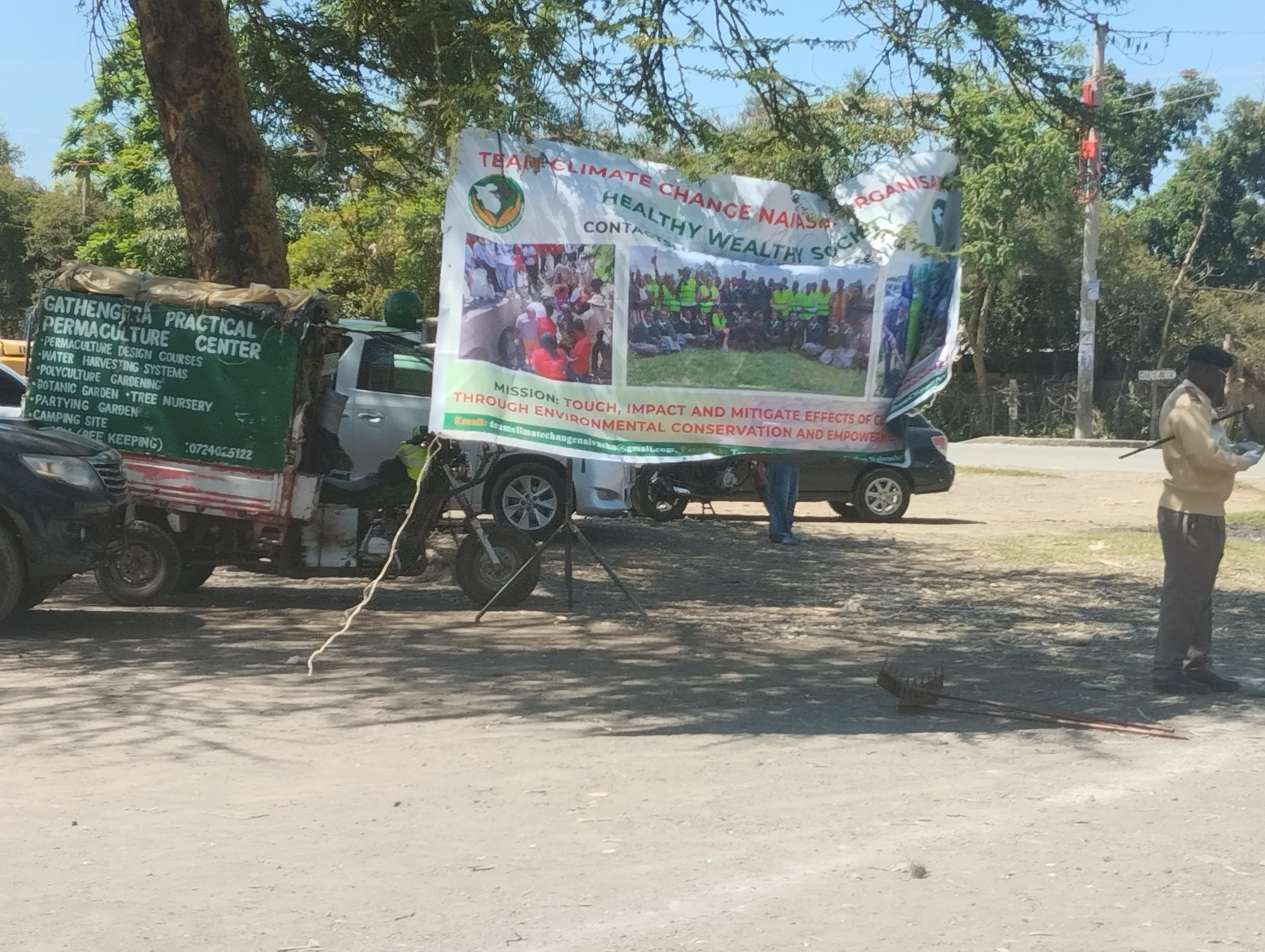 Community members take part in a clean-up activity around Lake Naivasha to help protect the lake and its surrounding environment.