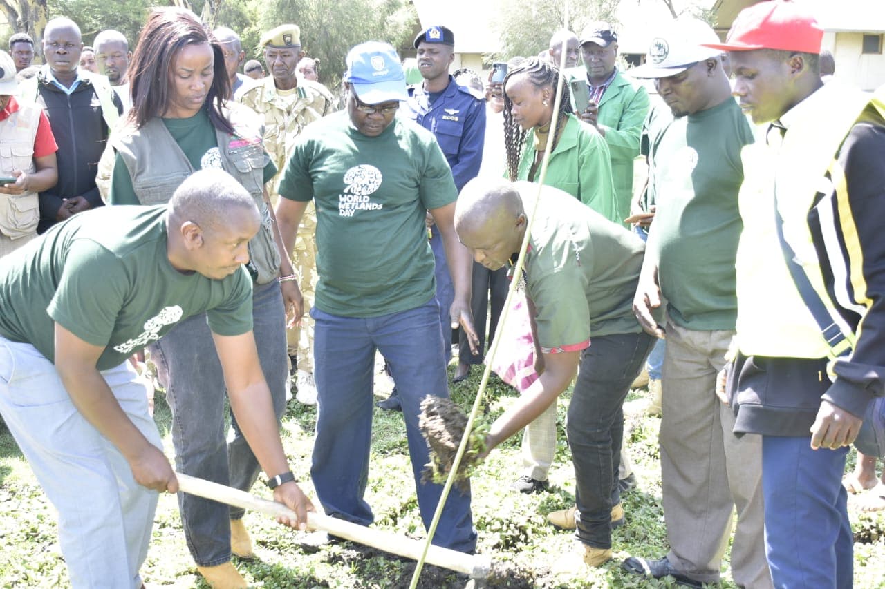 Young people and community members participating in an environmental activity organized by Team Climate Change Naivasha, promoting environmental awareness, climate action and community stewardship.